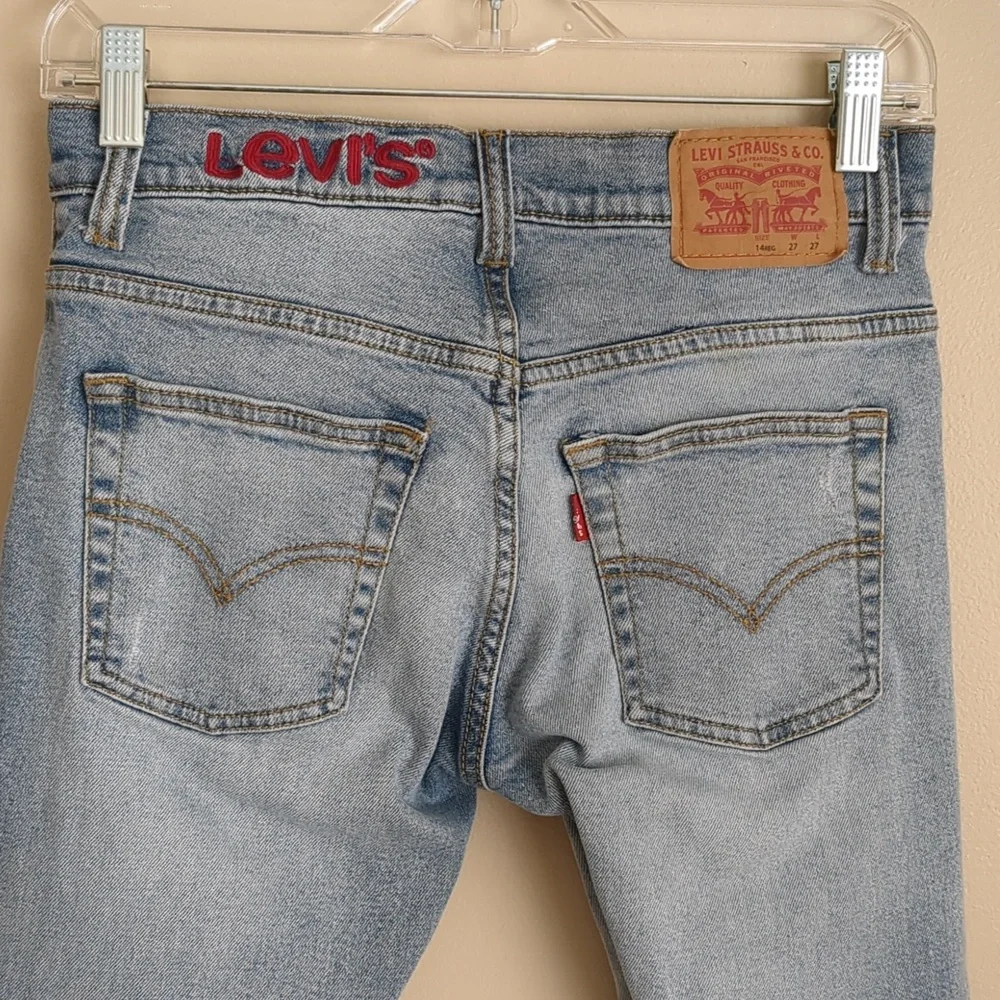 511 Slim Levi's Patch Jeans Light Wash Distressed (Kids Size 14 Regular)